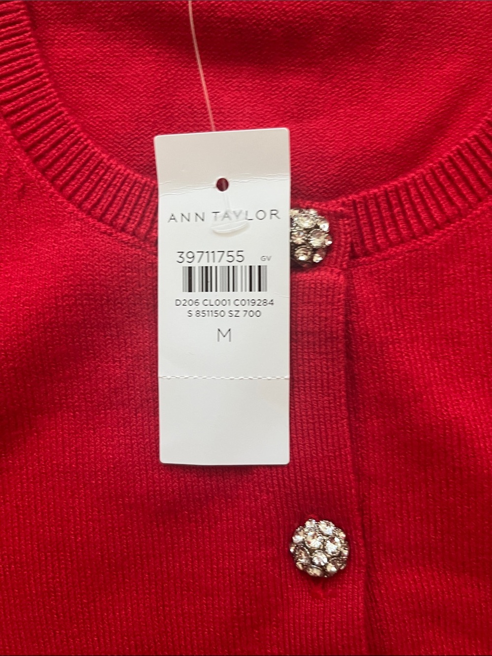New with Tags Ann Taylor Red Button-Front Cardigan - Picture 3 of 3